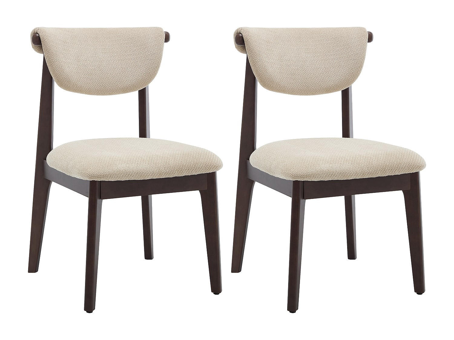 2ER-SET Stühle aus strukturiertem Stoff und Kautschukholz - Beige - GABIEL - Beige, Textil (51/83.5/59cm) - Vente-Unique