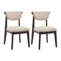 2ER-SET Stühle aus strukturiertem Stoff und Kautschukholz - Beige - GABIEL - Beige, Textil (51/83.5/59cm) - Vente-Unique