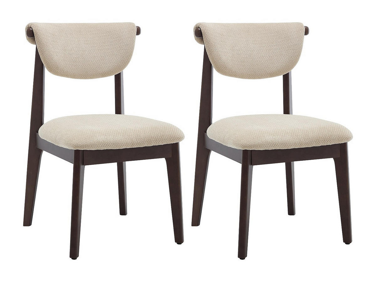 2ER-SET Stühle aus strukturiertem Stoff und Kautschukholz - Beige - GABIEL - Beige, Textil (51/83.5/59cm) - Vente-Unique