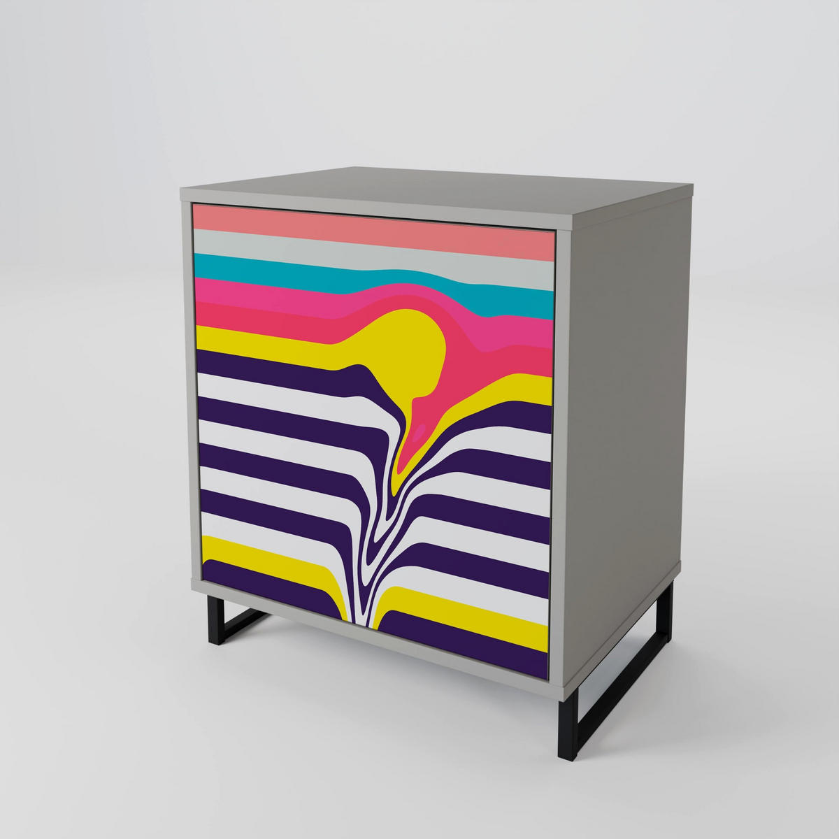 SIDEBOARD TONE COLLAPSE, Grau, 57,5x42x75,5 cm, Goldfarbene Metallfüße - Goldfarben/Multicolor, Holzwerkstoff/Metall (57.5/75.5/42cm) - SpaceRebels