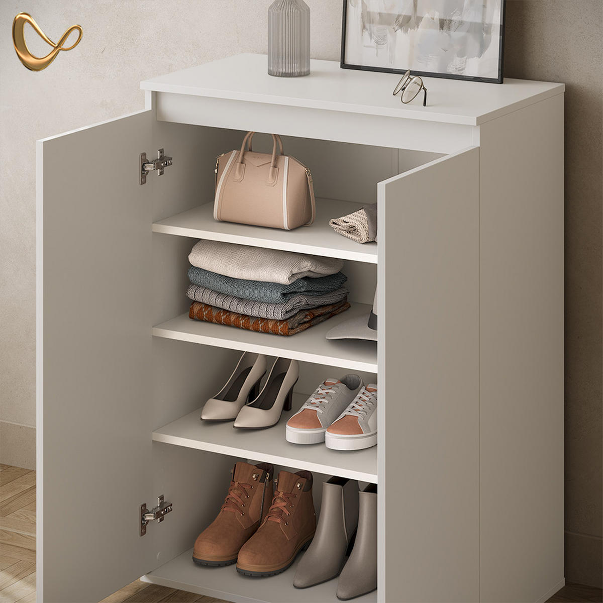 KOMMODE Garda Weiß mit 2 Türen - Weiß, Holzwerkstoff (74/99.6/40cm) - Livinity®