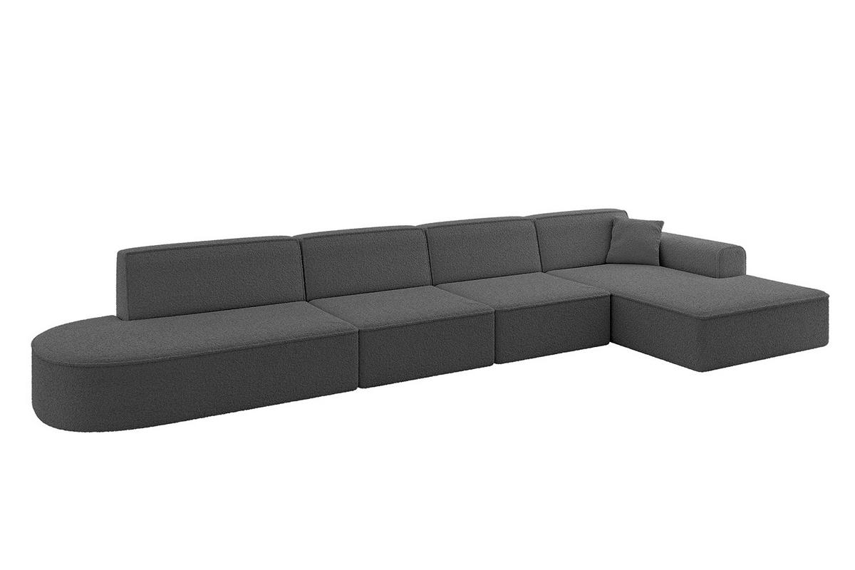 ECKSOFA Ottomane Rechts IREA-L3-v3 - 412x165x77 cm Grau - Olivgrün, Holzwerkstoff/Textil (412/165cm) - ALTDECOR