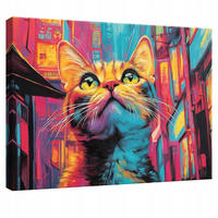 LEINWANDBILD Abstrakt Katze Pop Art Modern 120x80 - Multicolor, Holzwerkstoff (120/80cm) - Wallarena