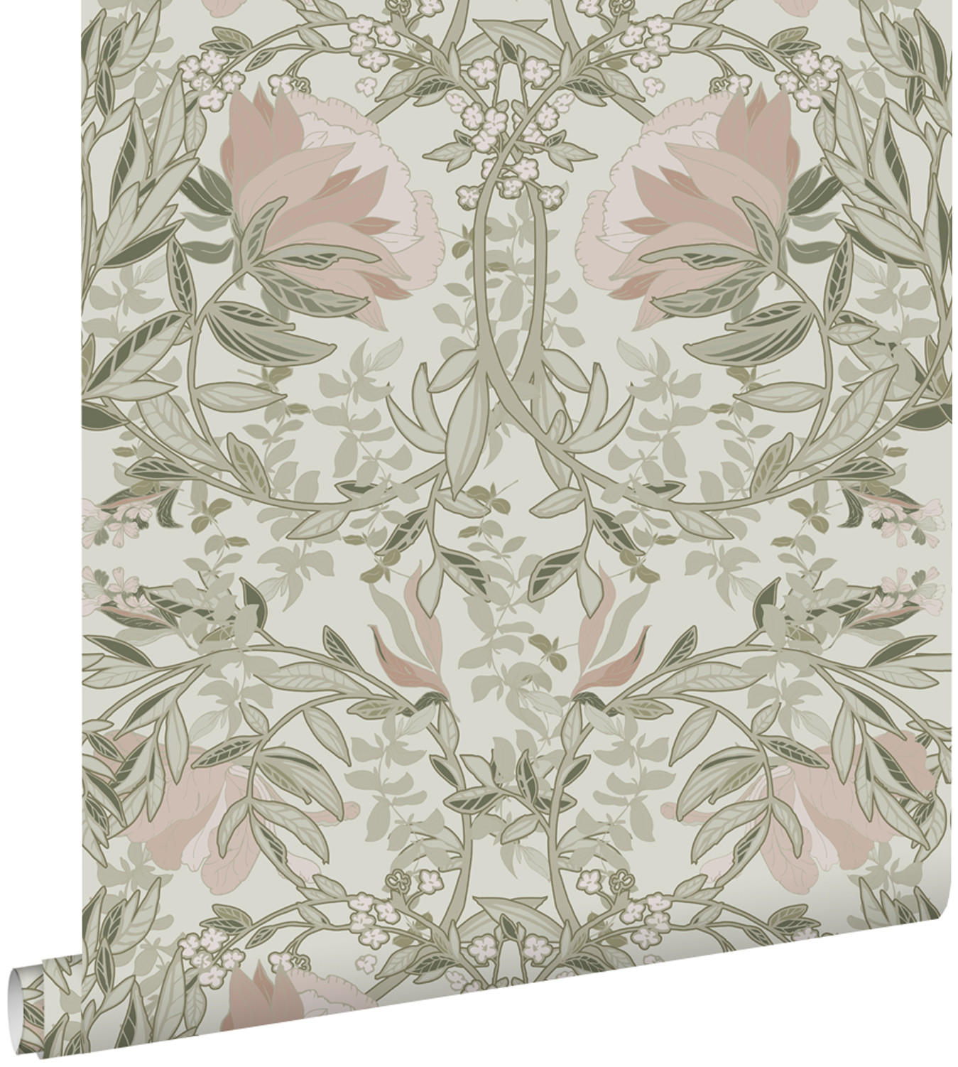 TAPETE Blumenmuster im Jugendstil 53 cm x 10.05 m - Grün, Papier (53/1000cm) - ESTAhome