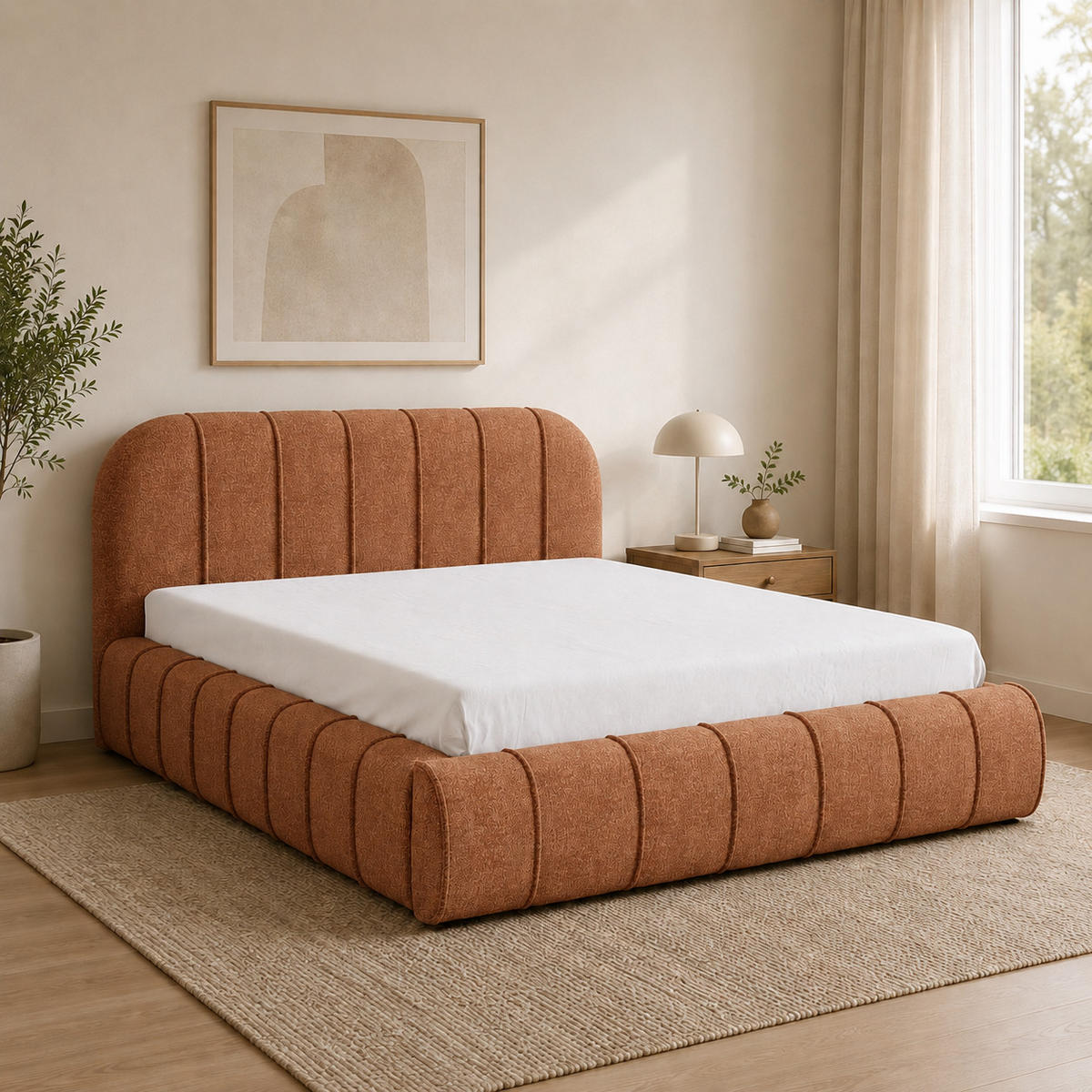 POLSTERBETT mit Stauraum 200x200 cm in Orange - Rostfarben, Textil (200/200cm) - Home Collective