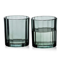 GLÄSER Elise Stripes 4er Set Grün 8x8xh9 cm Glas - Grün, Glas - Mondex