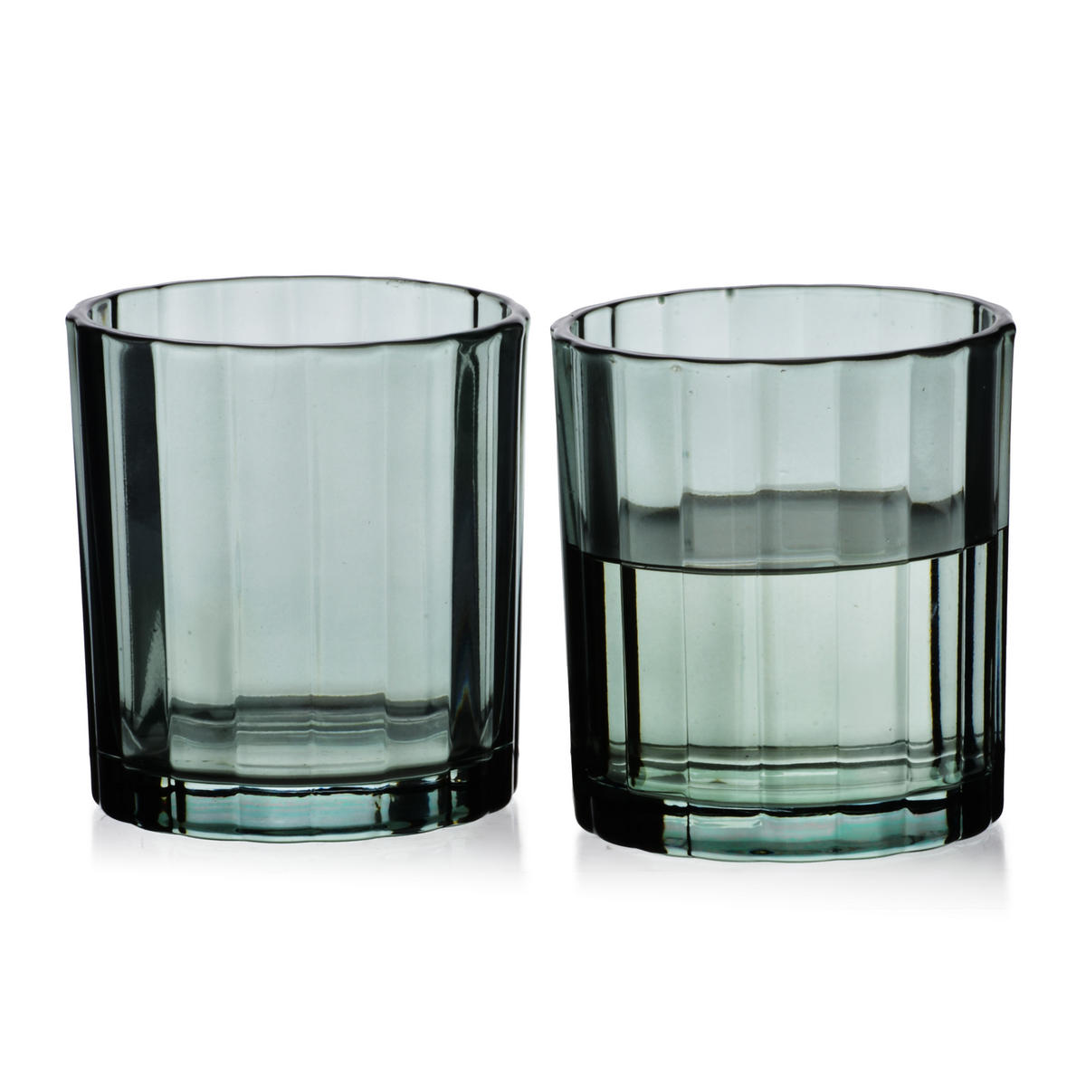 GLÄSER Elise Stripes 4er Set Grün 8x8xh9 cm Glas - Grün, Glas - Mondex