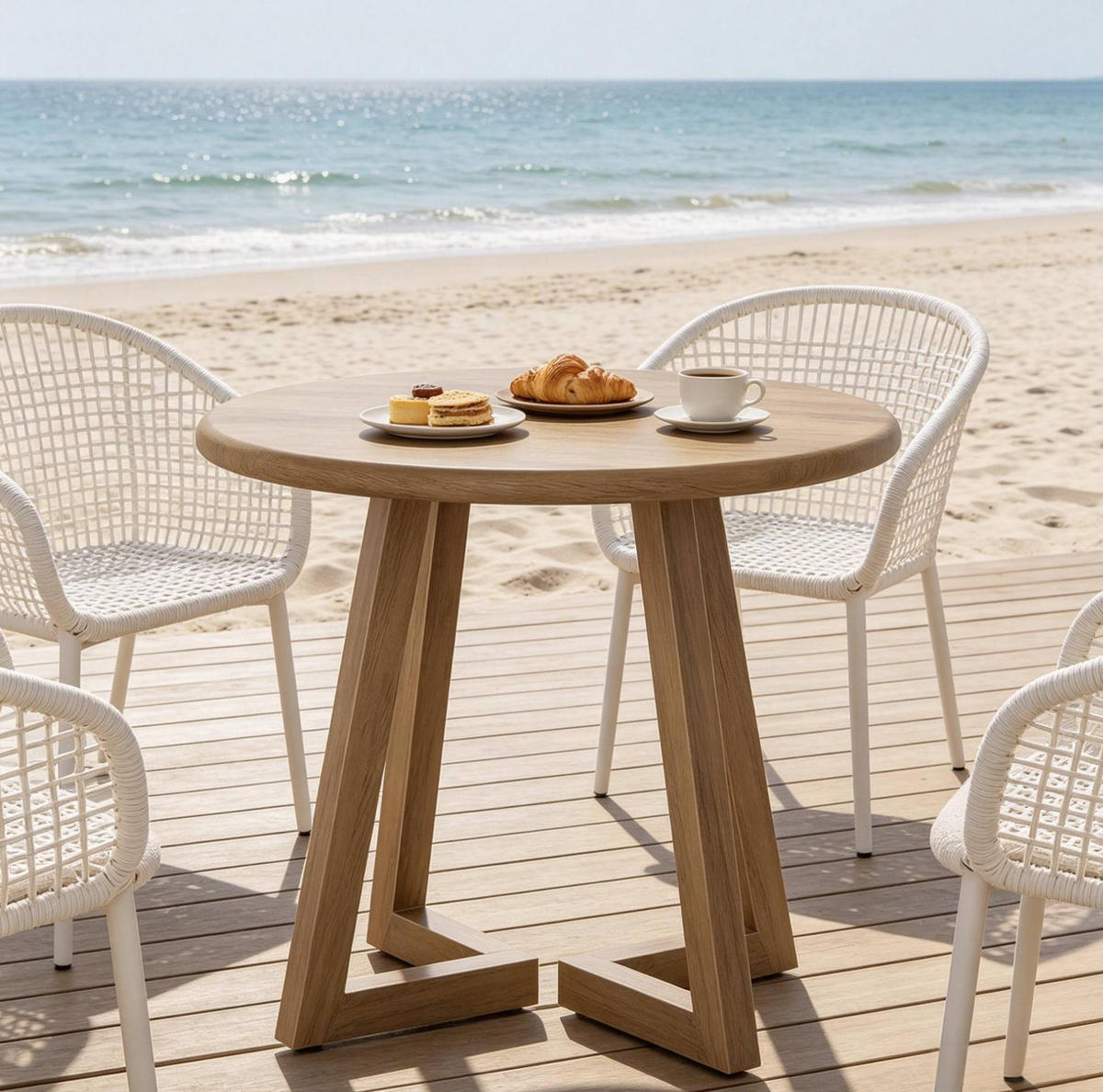 ESSTISCH 80/80/75 cm in Braun aus MDF, rund und platzsparend - Braun, Holzwerkstoff (80/80/75cm) - BEAOK