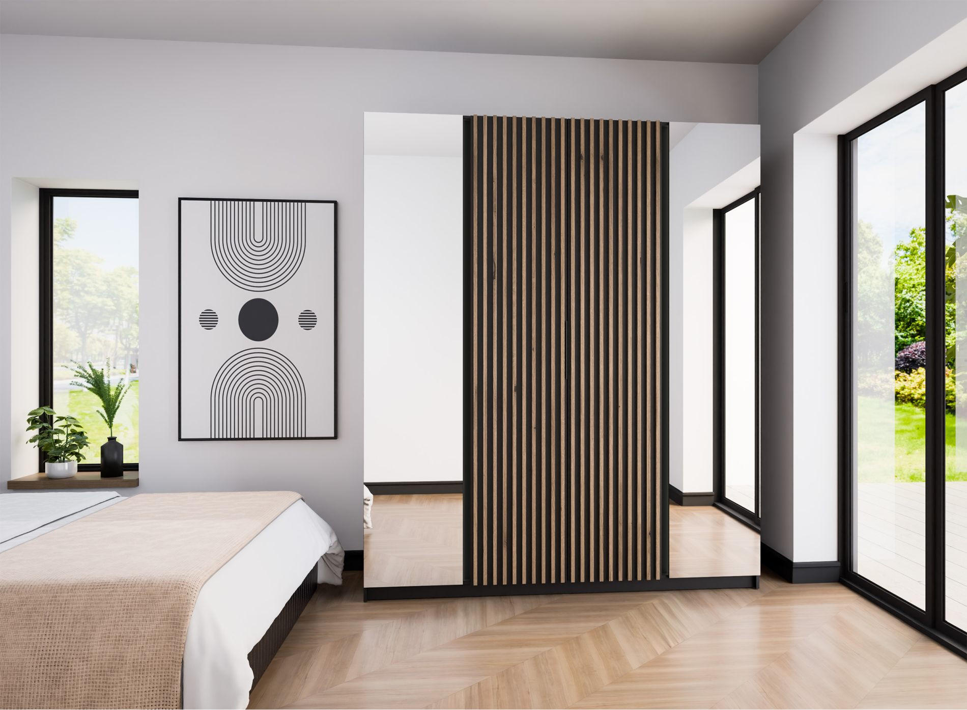 KLEIDERSCHRANK Kaja Schwarz 200 cm - Schwarz, Holzwerkstoff/Metall (200/239/61.9cm) - Selsey
