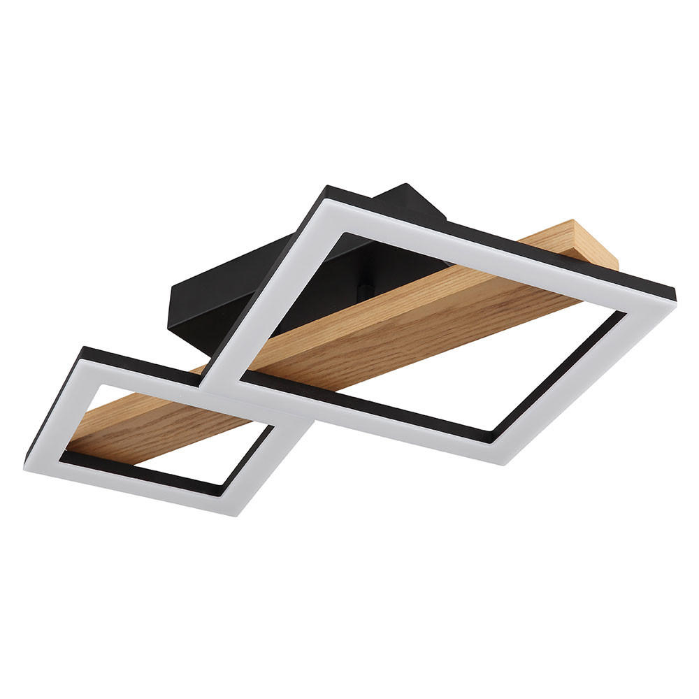 LED DECKENLEUCHTE Dustin Holzoptik Braun - Braun, Metall (48/30/10cm) - Globo Lighting