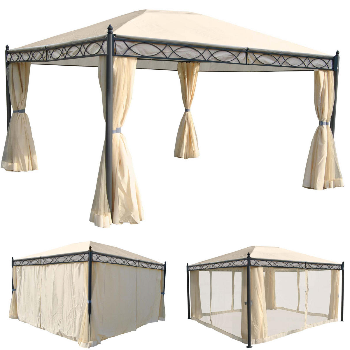 PERGOLA CALPE I Cremeweiß - Weiß, Metall (394/273/294cm) - MCW