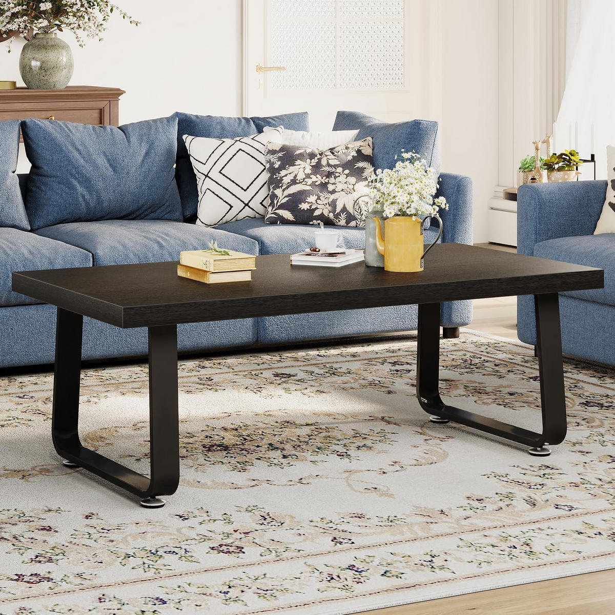 COUCHTISCH Modern Holz Metall 120 x 60 x 46,5 cm Wohnzimmertisch - Schwarz, Holzwerkstoff/Metall (60/120/46.5cm) - Quality Elegance