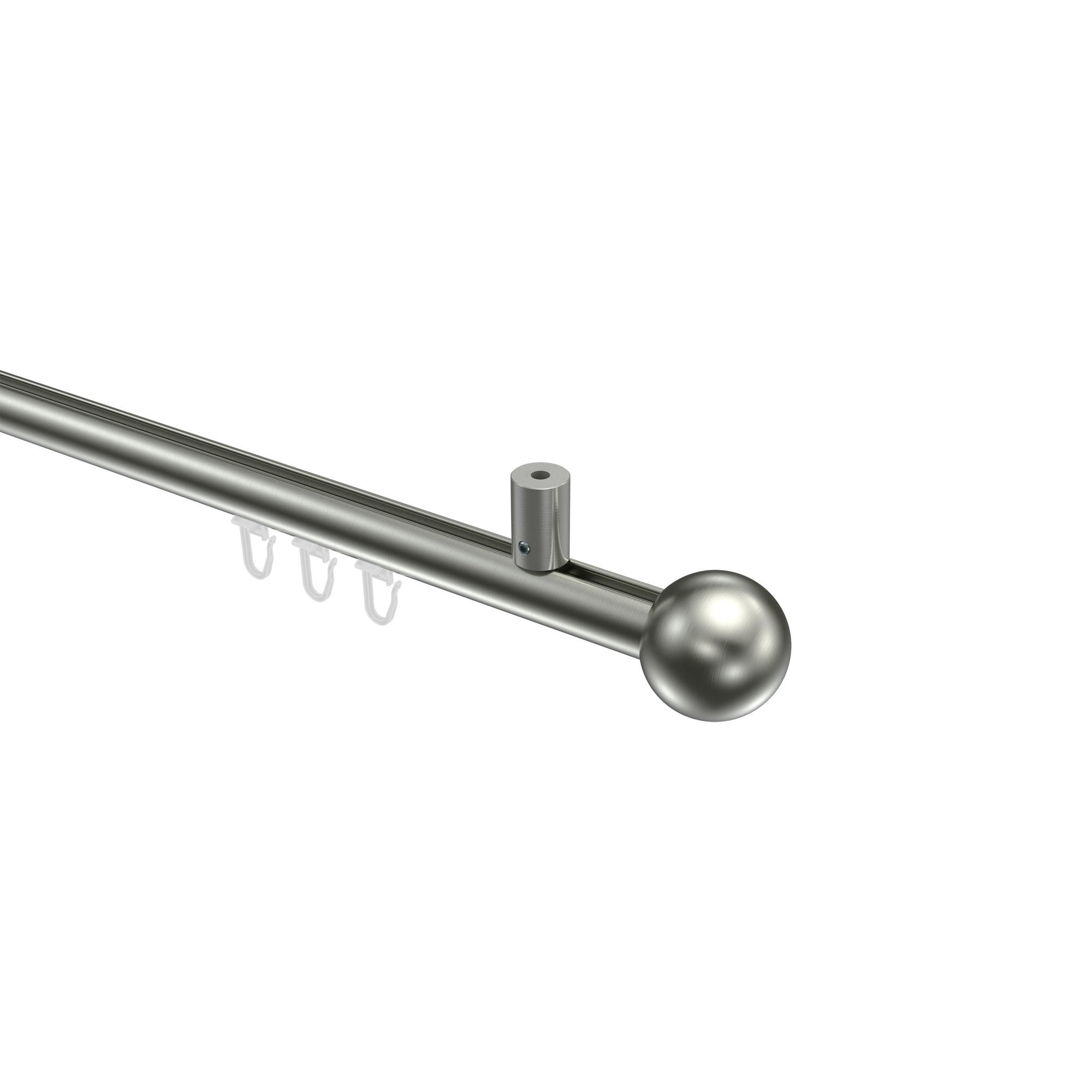 INNENLAUF-GARDINENSTANGEN-SET Sonius Luino 140 cm, 1-läufig, 20 mm Ø Edelstahl-Optik - Edelstahlfarben, Metall (140cm) - INTERDECO