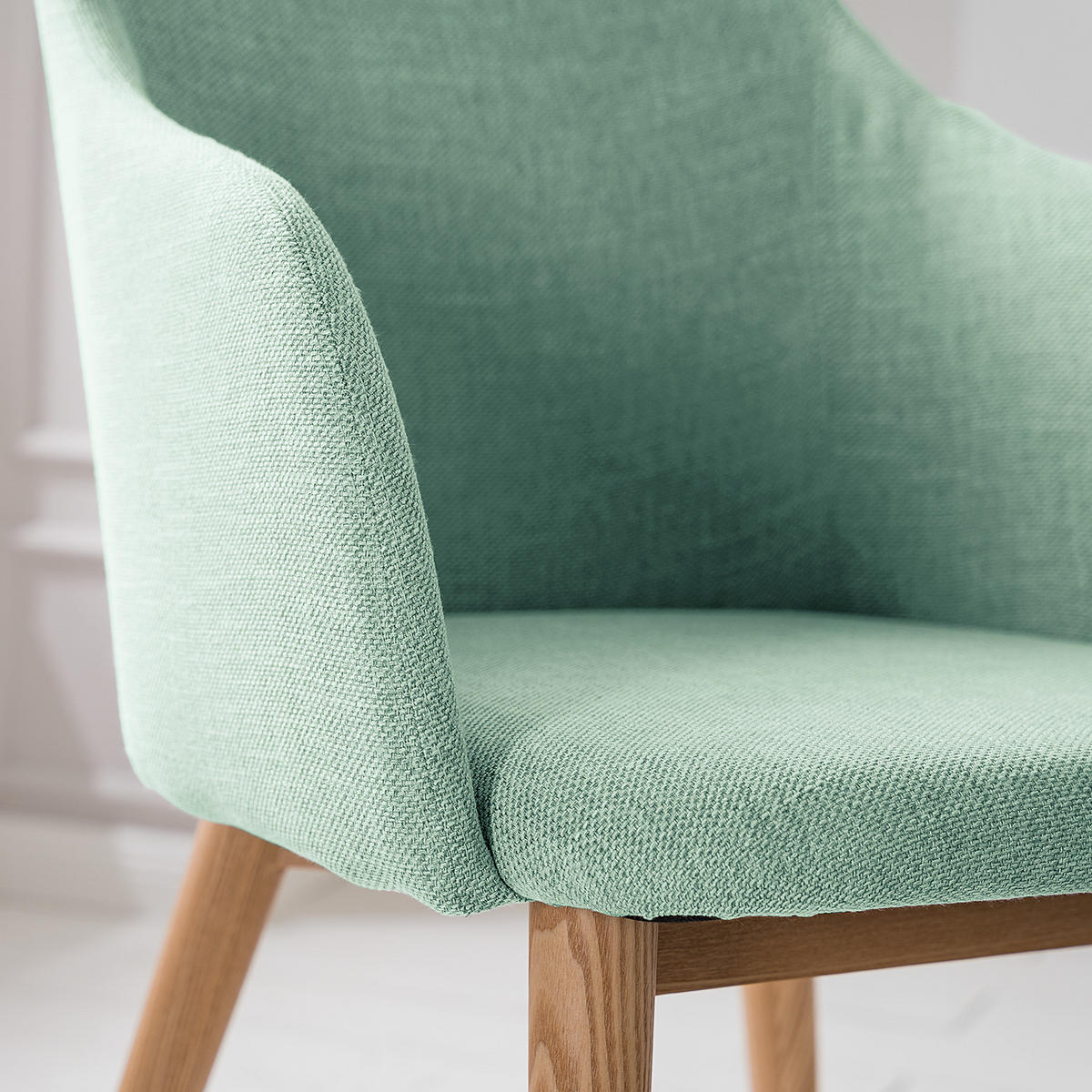 ARMLEHNENSTUHL - Webstoff / Esche massiv - Mintgrün, Textil (54/82/60cm) - home24