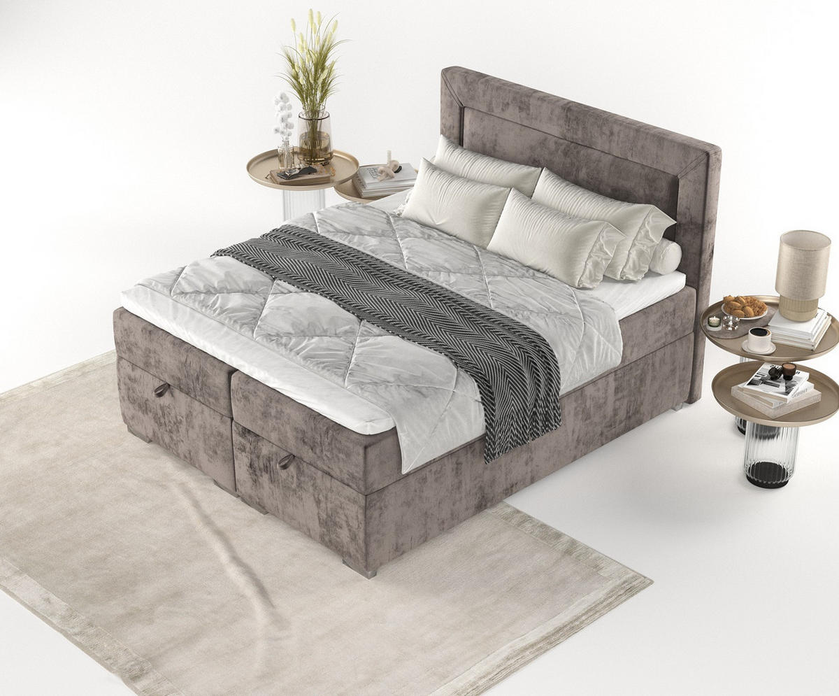 BOXBETT Lontano 120/200 cm Braun im Lotta Stoff - Chromfarben/Braun, Holz/Holzwerkstoff (120/200cm) - AltaBeds