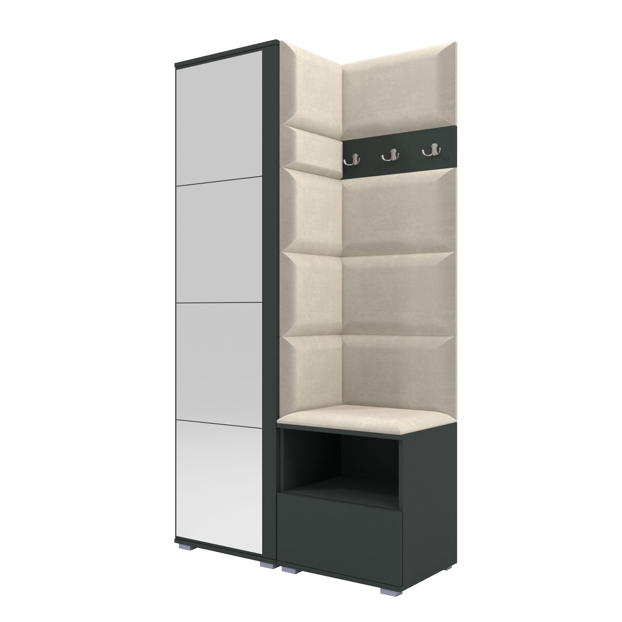XXXLutz Garderoben-Set Graphit, Creme 100x187x40 cm