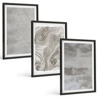 BILDER SET 3er Set - 40x60 cm Schwarzer Rahmen - Industrielle abstrakte Muster - Schwarz, Kunststoff (40/60cm) - TULUP