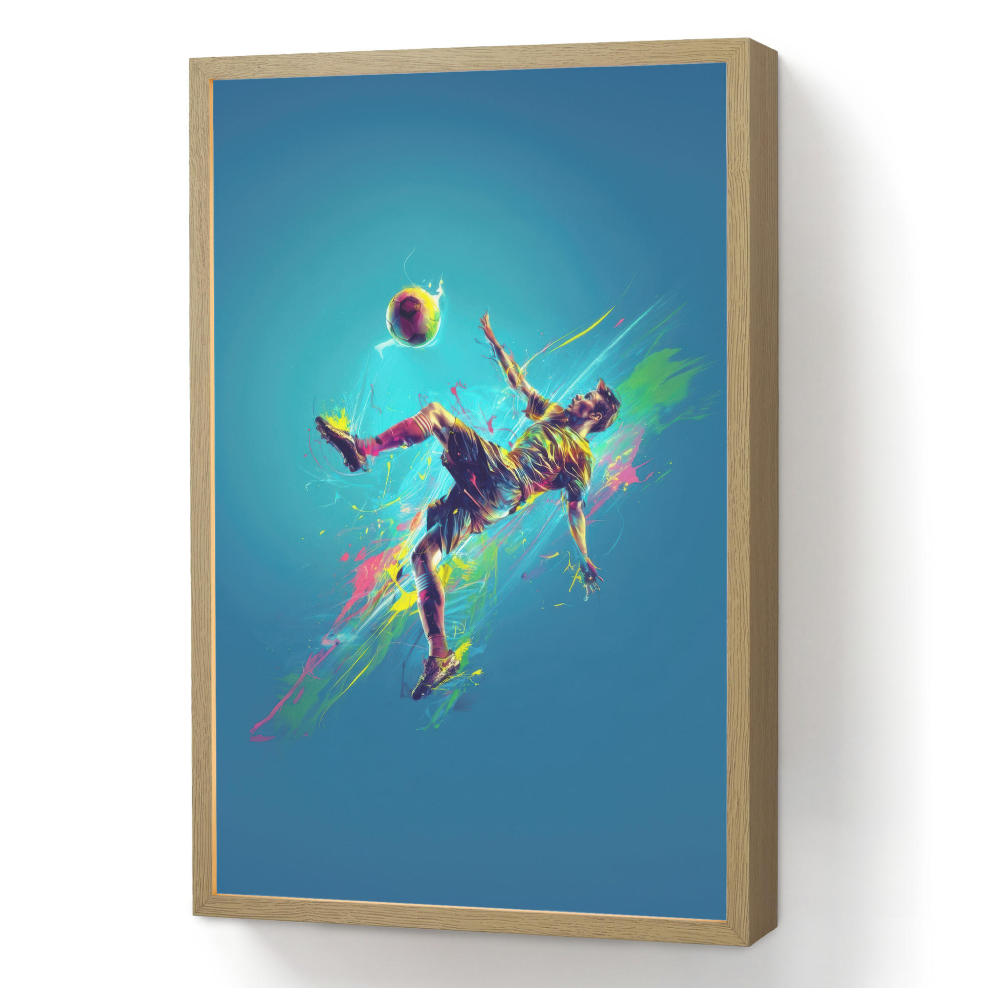 OnlyWow NÁSTĚNNÁ LAMPA S AKUMULÁTOREM Fotbalista - Stříkající barva - Barevné - Míč 40x60 cm