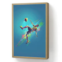 NACHTTISCHLAMPE MIT AKKU Fußballer - Farbspritzer - Farbenfroh - Ball 40x60 cm - Blau, Holzwerkstoff (8/40/60cm) - OnlyWow