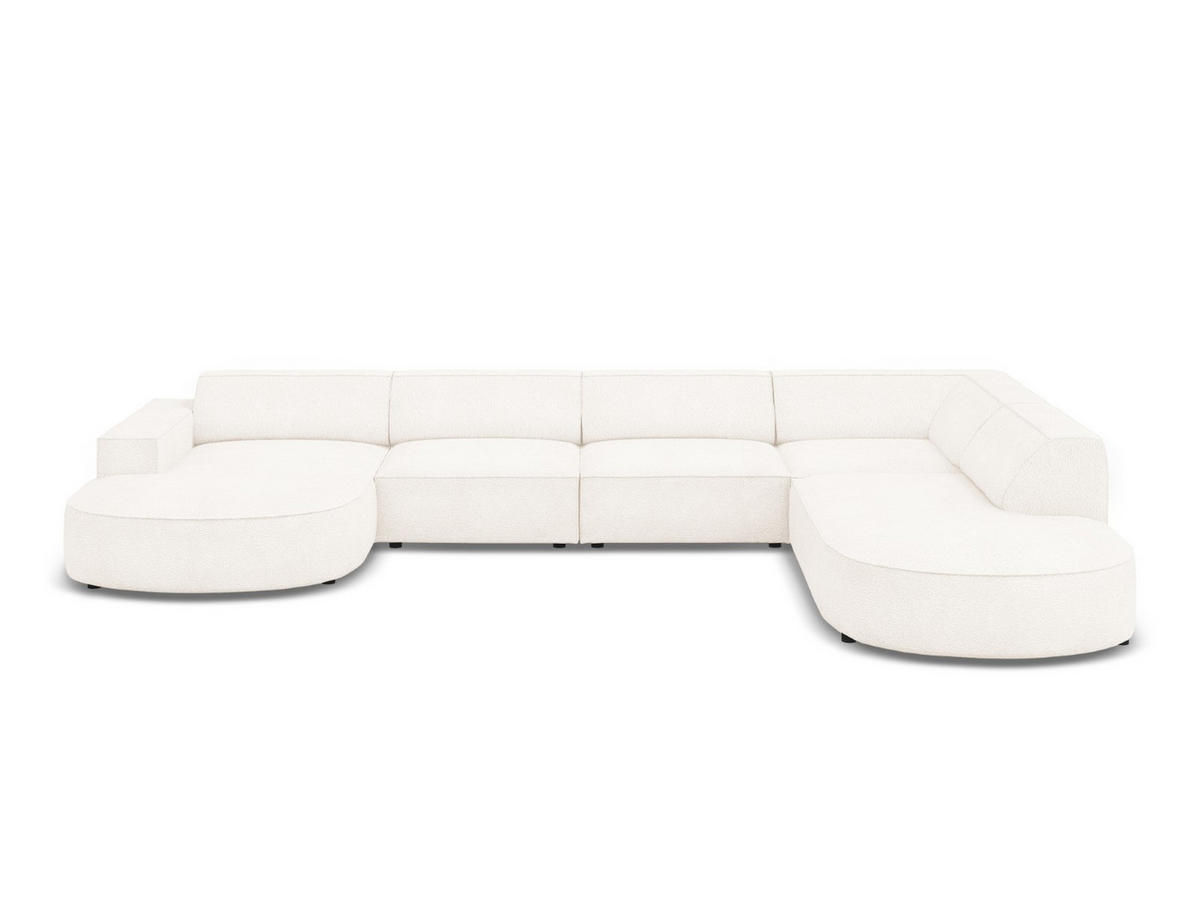 PANORAMASOFA rechts Jodie aus Boucle beige 7 Sitzplätze - Beige, Textil (262/70/364cm) - Micadoni