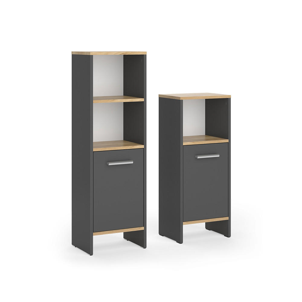 SADA KOUPELNOVÉHO NÁBYTKU Karli Antracit/zlatý dub - medově dubová/antracitová, kompozitní dřevo (33.8/108.2/26.3cm) - Vicco