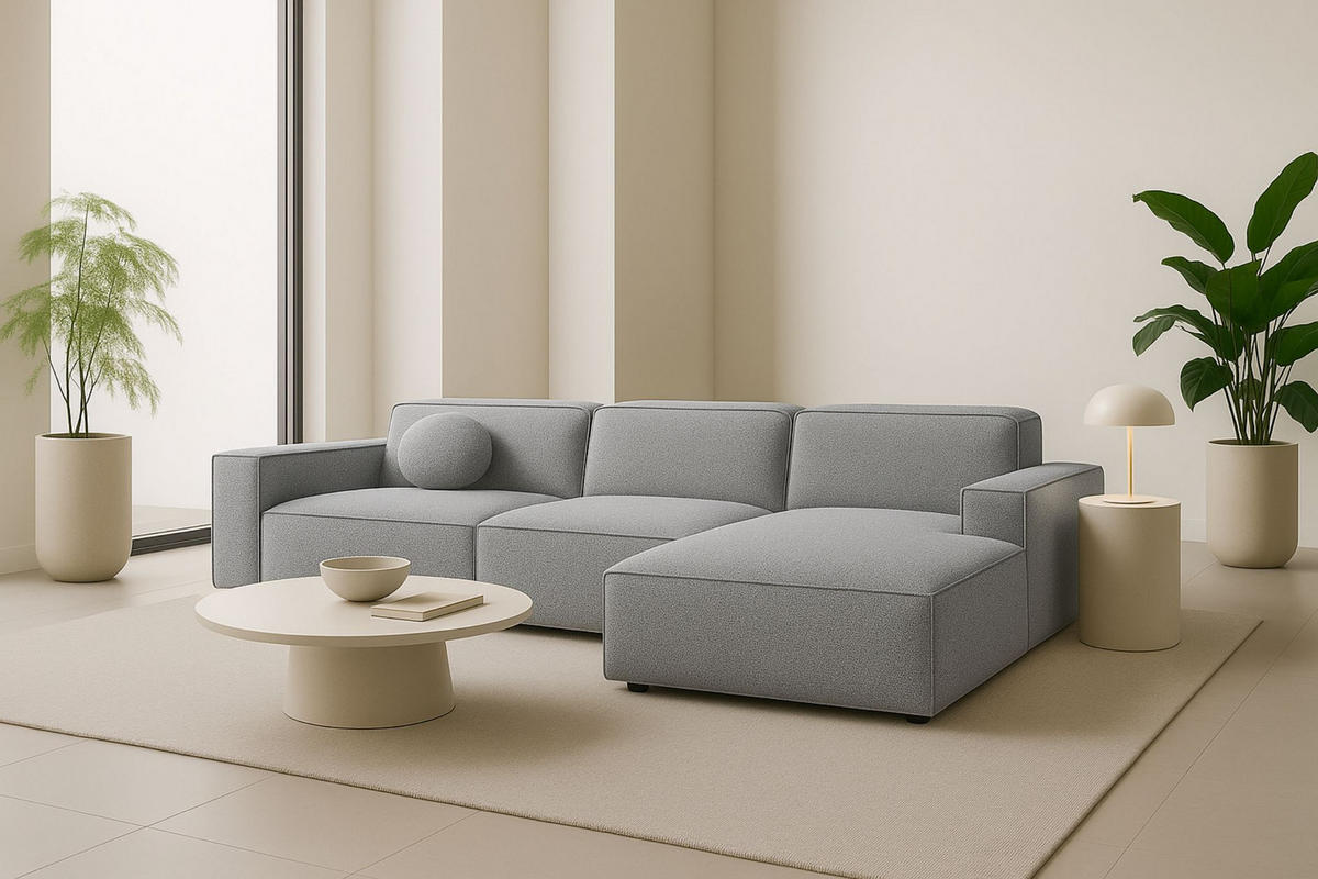 ECKSOFA Cursal L-Form, Stoff Artico, Cement, Rechts - Grau, Holz (284/166cm) - Kaiser Möbel