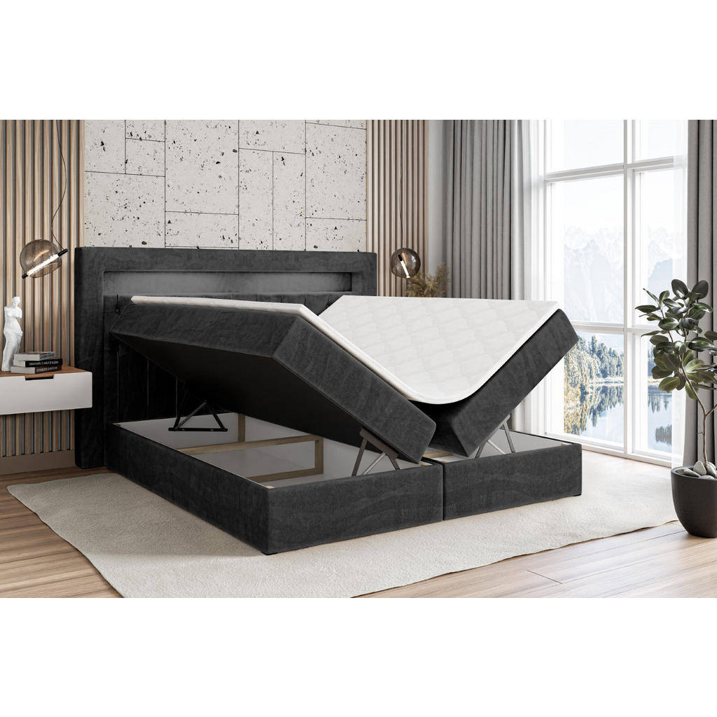Thumbnail - Altdecor Boxbett, Schwarz, Holzwerkstoff, Höhe ca. 19 cm, 120x200 cm, Schlafzimmer, Betten, Boxspringbetten