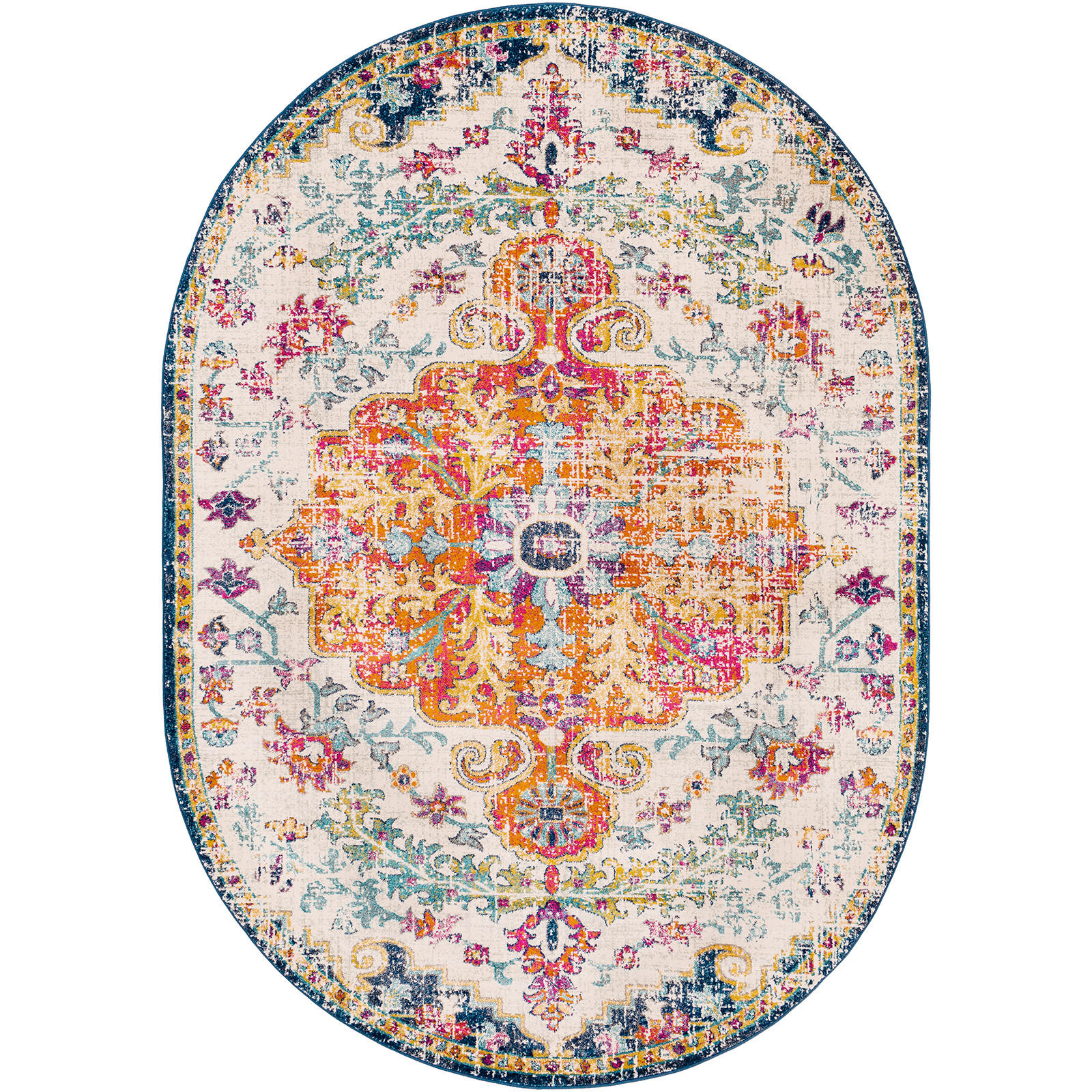 VINTAGE-TEPPICH Oval 200/275 cm Mehrfarbig - Orange, Naturmaterialien/Textil (200/275cm) - LIVABLISS