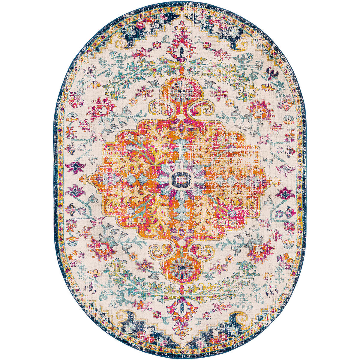 VINTAGE-TEPPICH Oval 200/275 cm Mehrfarbig - Orange, Naturmaterialien/Textil (200/275cm) - LIVABLISS