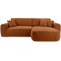 ECKSCHLAFSOFA Harmonia Ziegelrot rechts - Schwarz/Dunkelrot, Textil (297/169cm) - Beautysofa