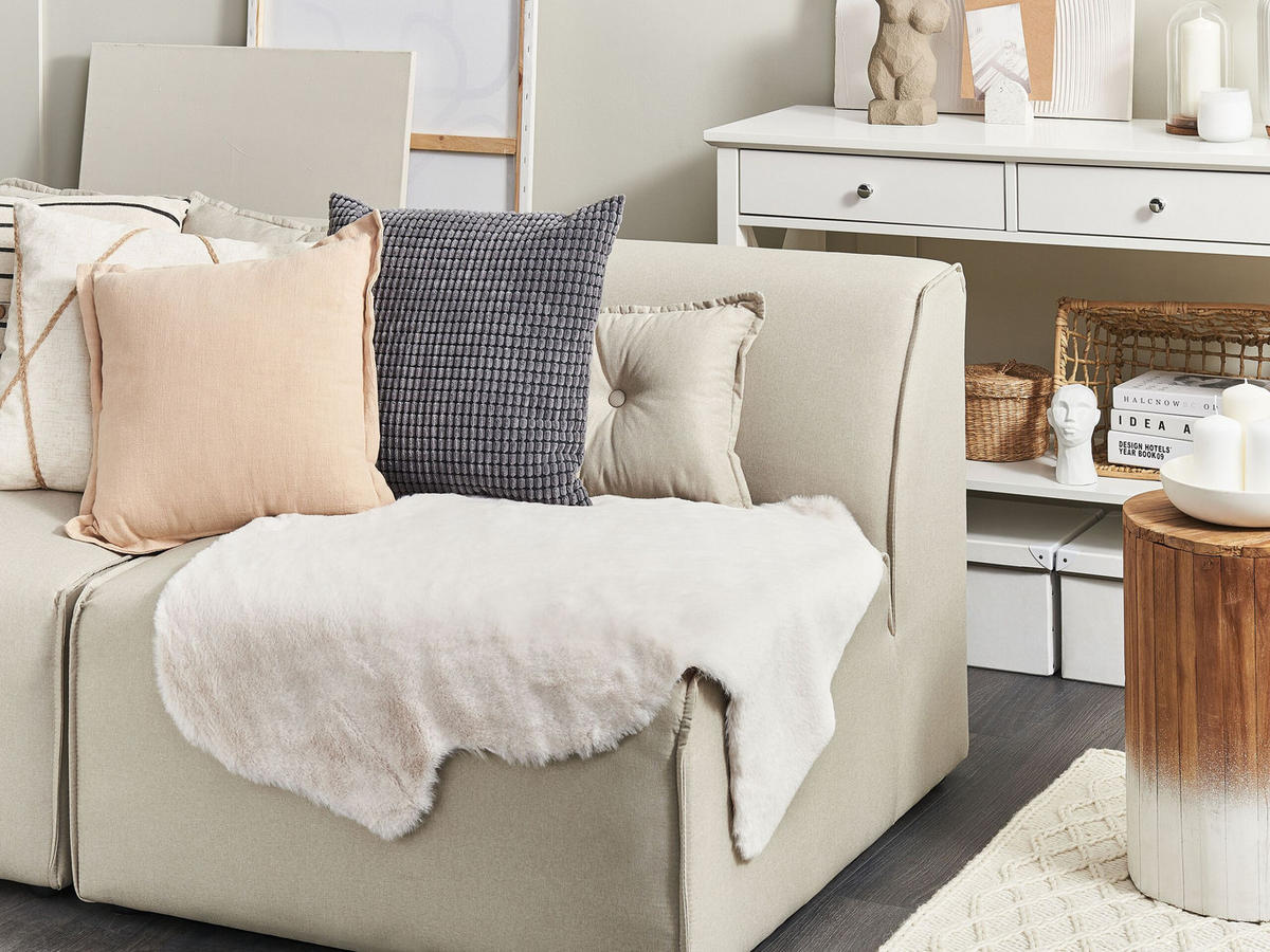 KUNSTFELL-TEPPICH Undara 90/60 cm - Beige, Kunststoff (60/90cm) - Beliani