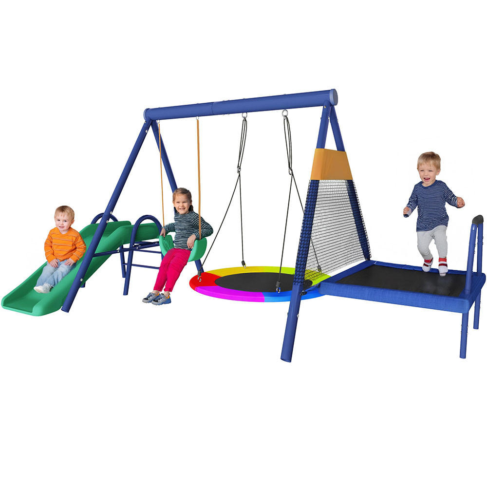 OUTDOOR-SCHAUKEL-SET sicher und langlebig，Antikblau - Dunkelblau, Metall (198/240cm)