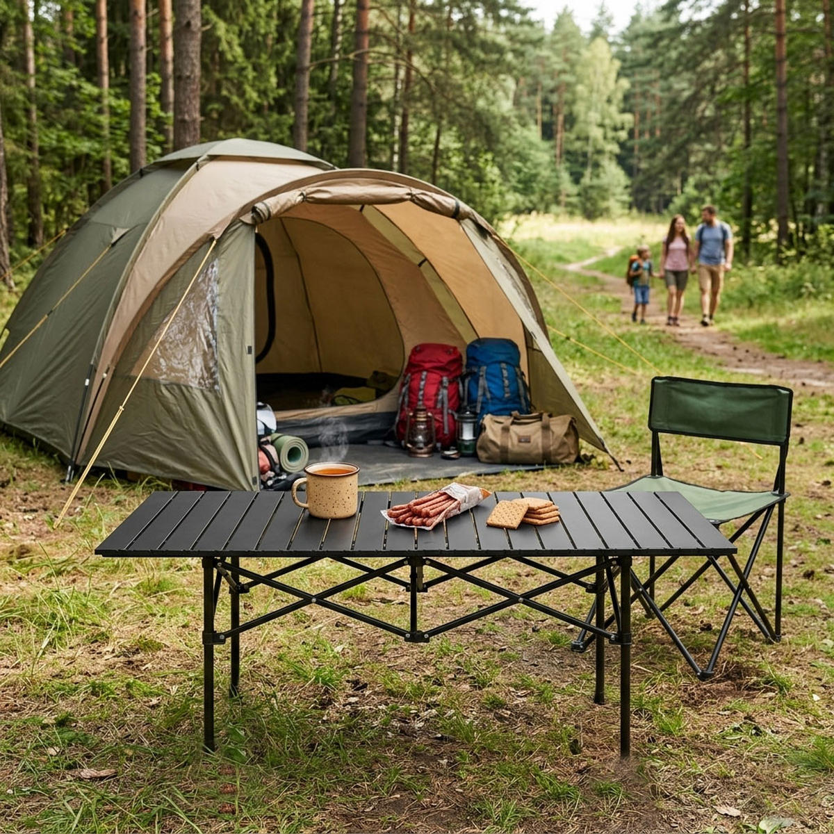 CAMPINGTISCH Schwarz - Schwarz, Metall (55/120/49cm) - Mat-Haus
