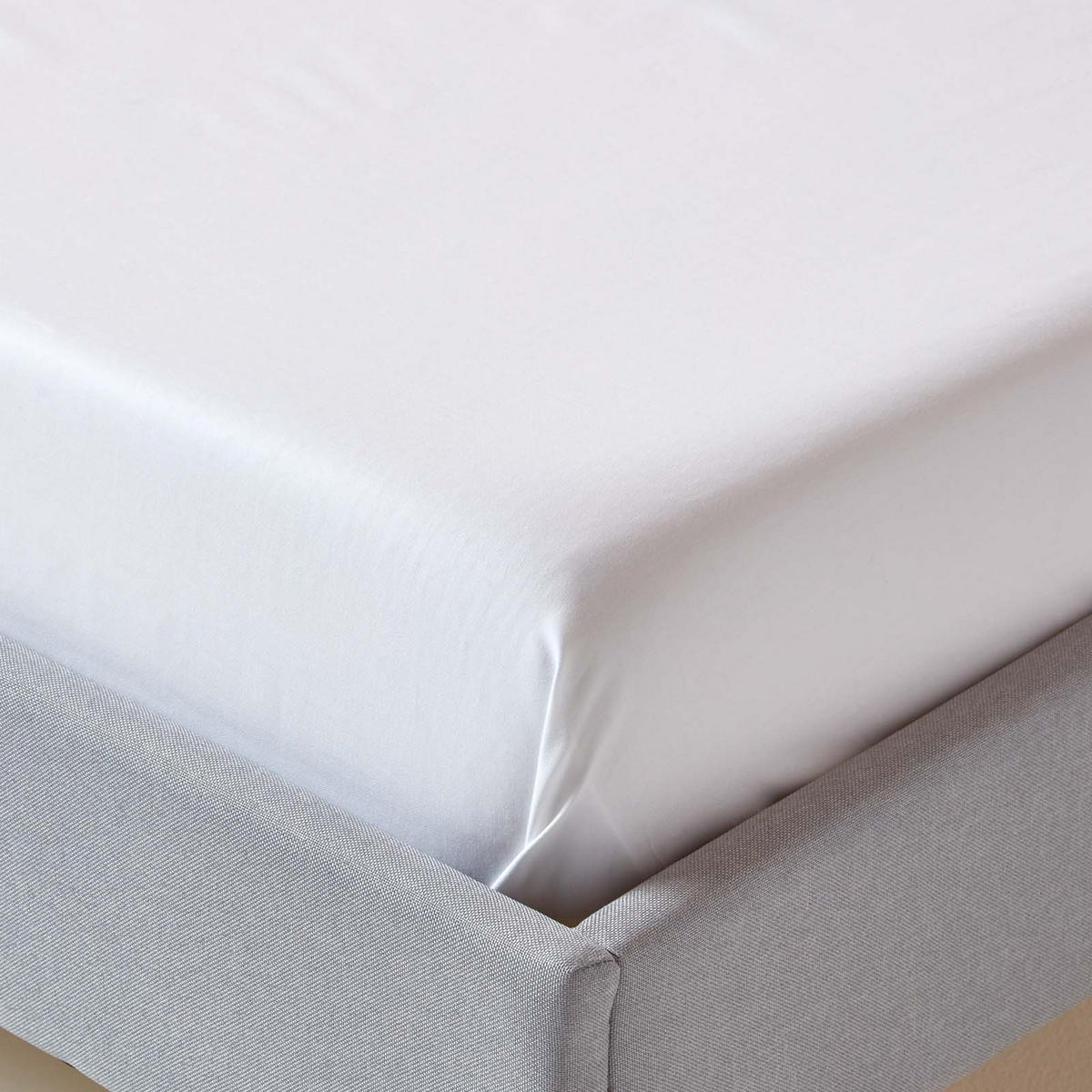 SATIN-BETTLAKEN ohne Gummizug, Bio-Baumwolle, Fadendichte 400 - Weiß, Textil (275/275cm) - Homescapes
