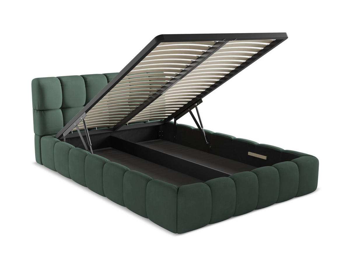 POLSTERBETT mit Bettkasten und Lattenrost 160x228 Grün - Schwarz/Grün, Kunststoff/Textil (140/200cm) - Makamii