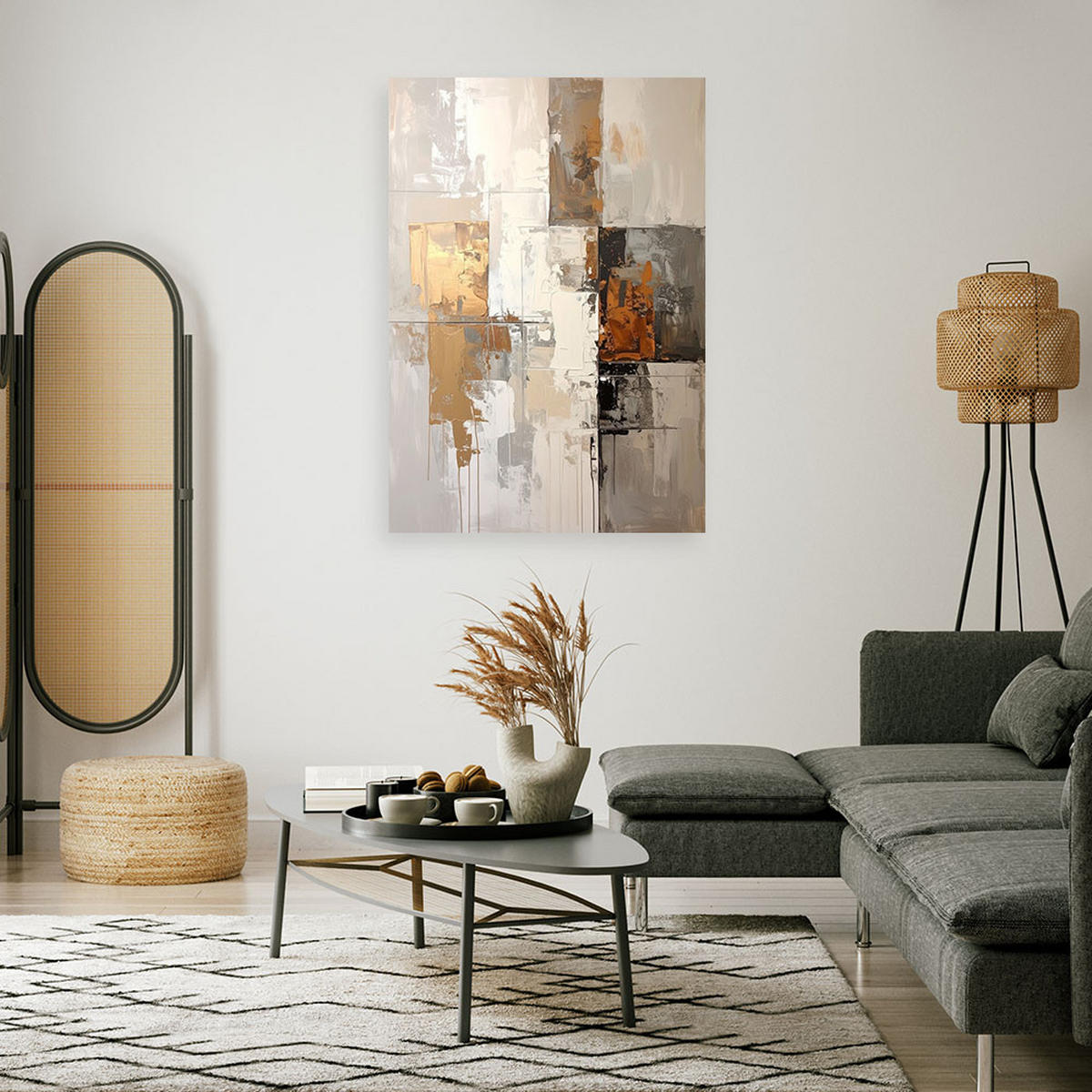 LEINWANDBILD, Beige goldene Abstrakt - Beige, Textil (20/30cm) - Feeby