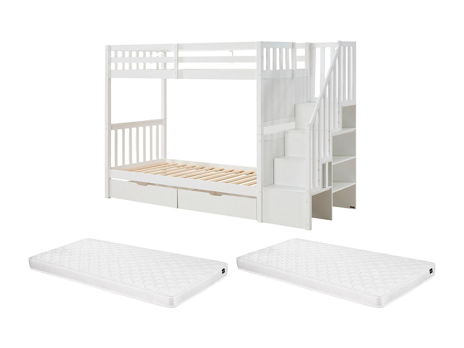 ETAGENBETT - 2 Personen - Holz, Platte - Weiß - - Weiß, Holz (90/190cm) - Vente-Unique