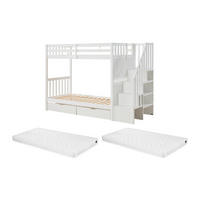 ETAGENBETT - 2 Personen - Holz, Platte - Weiß - - Weiß, Holz (90/190cm) - Vente-Unique
