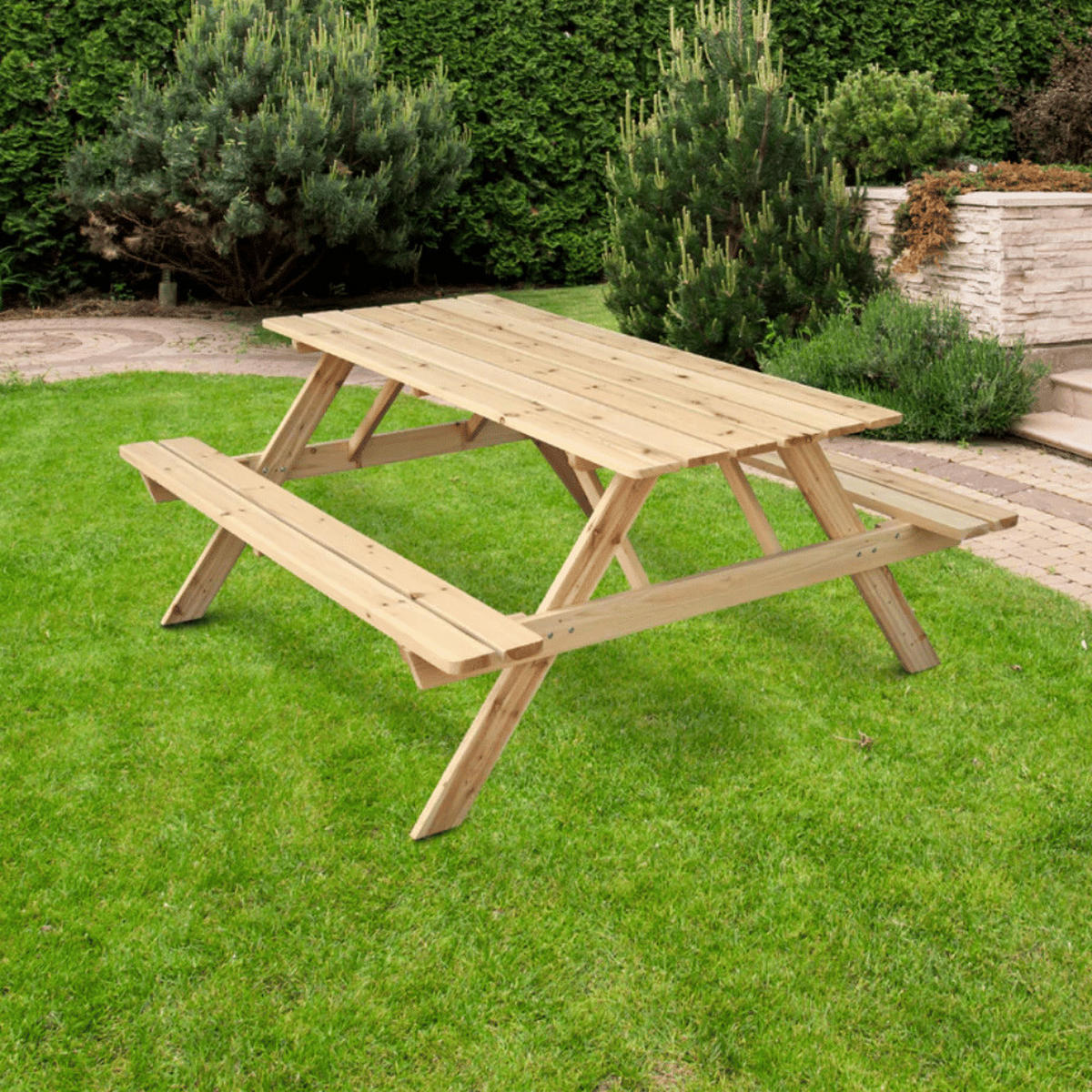 PICKNICKTISCH Outdoor KLEIS 140cm Gartenbank - Braun, Holz (160/170/75cm) - DELUKE