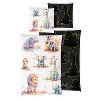 KINDERBETTWÄSCHE 135x200 cm Tiere Tiermotiv aus 100% Baumwolle - Leuchtet um Dunkeln - Multicolor, Textil (135/200cm) - Carpe Sonno