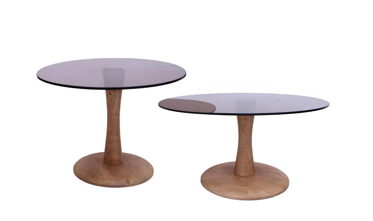 BEISTELLTISCH rund aus Glas 75x75x30cm, braun - Braun, Glas (75/75/45cm) - Livingfurn