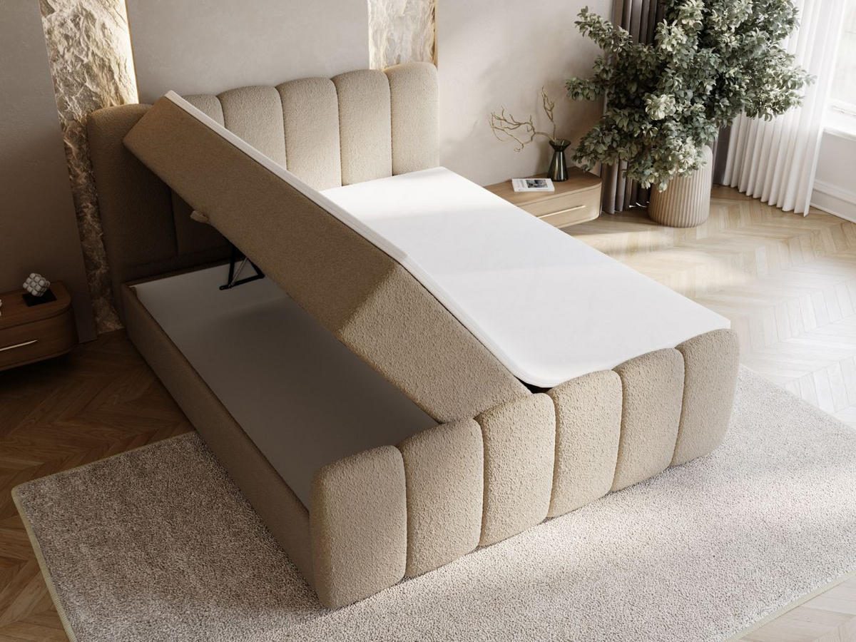 BOXBETT Cloud 140x200 Bouclé-Stoff Braun - Braun, Holz/Textil (140/200cm) - Graingold