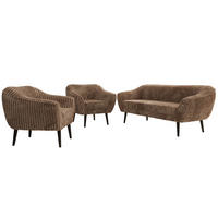 SITZGARNITUR PIRS 3+1+1 - Braun Cord - Schwarze Beine - Schwarz/Braun, Holzwerkstoff/Textil (180/75/74cm) - MKS