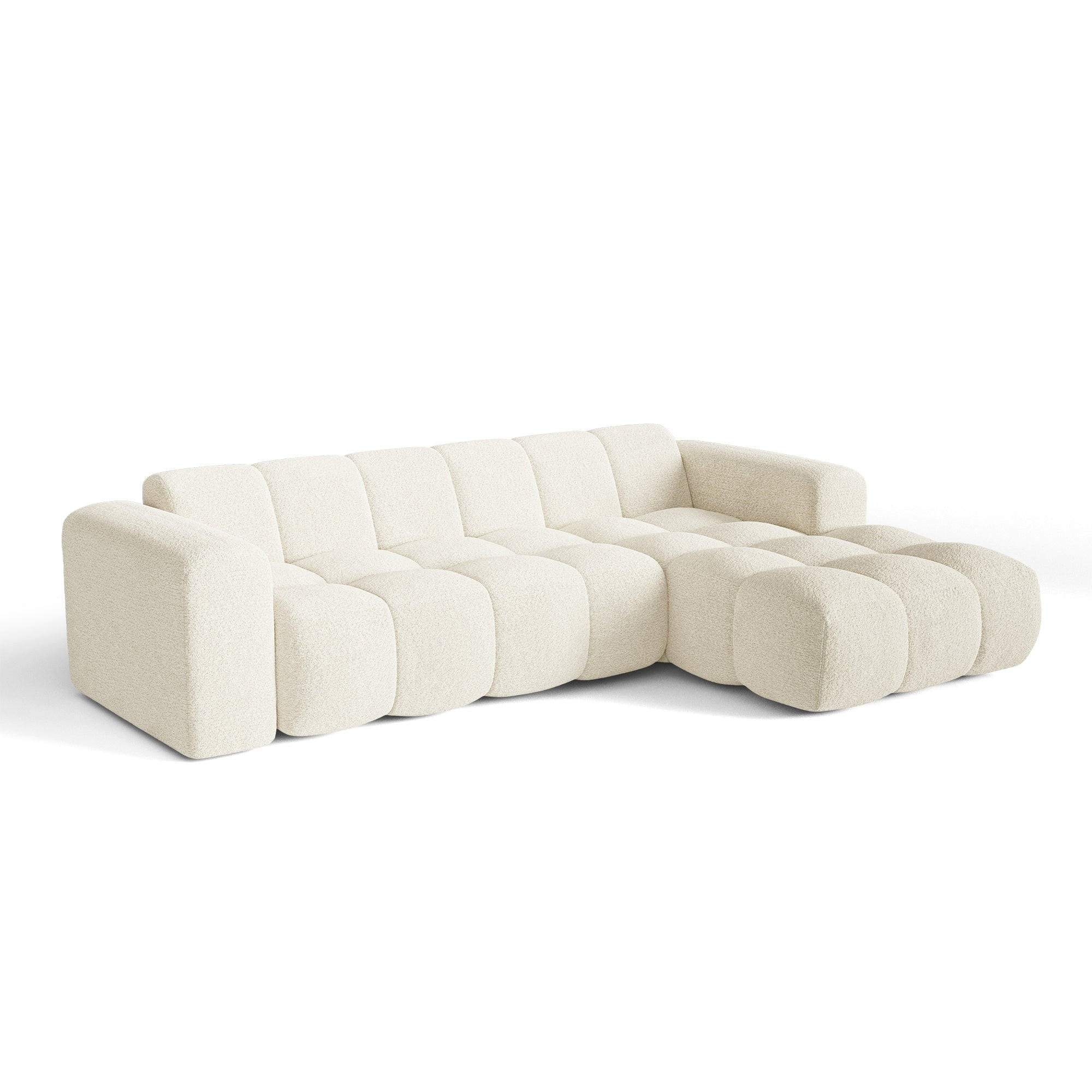 ECKSOFA rechtwinklig BLOOM Frottee Creme 290cm - Creme, Textil (290/164cm) - Premium Interiors