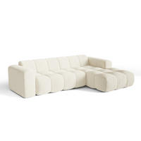 ECKSOFA rechtwinklig BLOOM Frottee Creme 290cm - Creme, Textil (290/164cm) - Premium Interiors