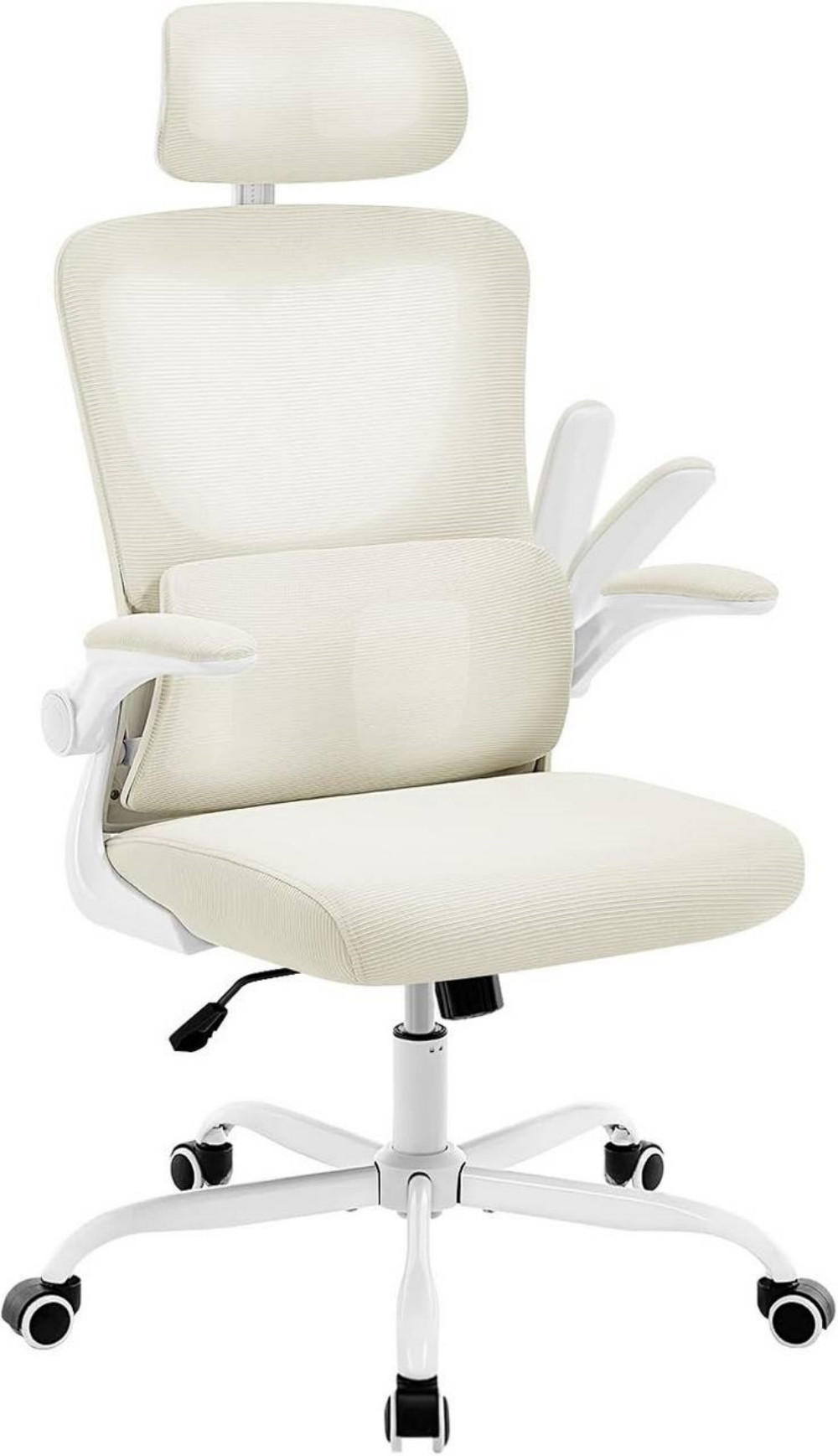 BÜROSTUHL ergonomisch, Netzstoff, Beige - Beige, Kunststoff/Textil (62/116/69.5cm) - Woltu
