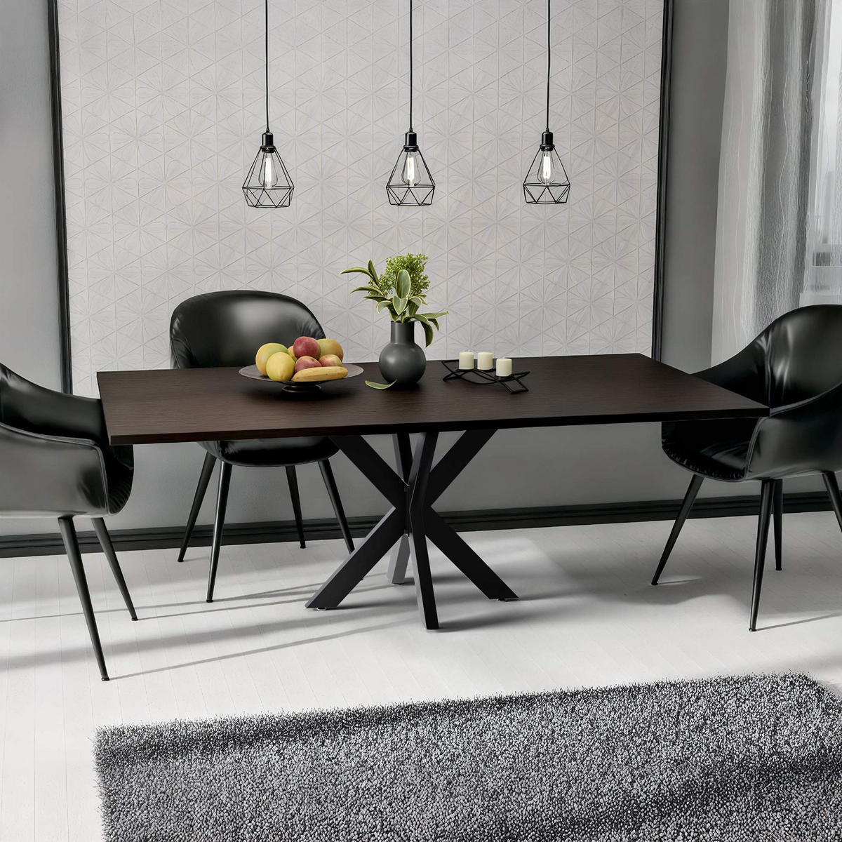 TISCHBEIN eckig 85/85/71 cm Metall schwarz - Schwarz, Metall (85/71/85cm) - CLP