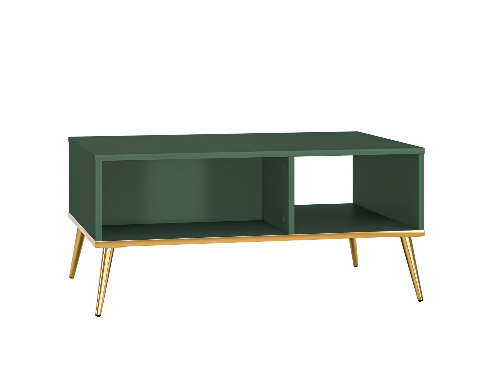 COUCHTISCH FORT Grün, Gold 90x60x42 cm - Goldfarben/Grün, Holzwerkstoff (60/90/42cm) - FURNLUX