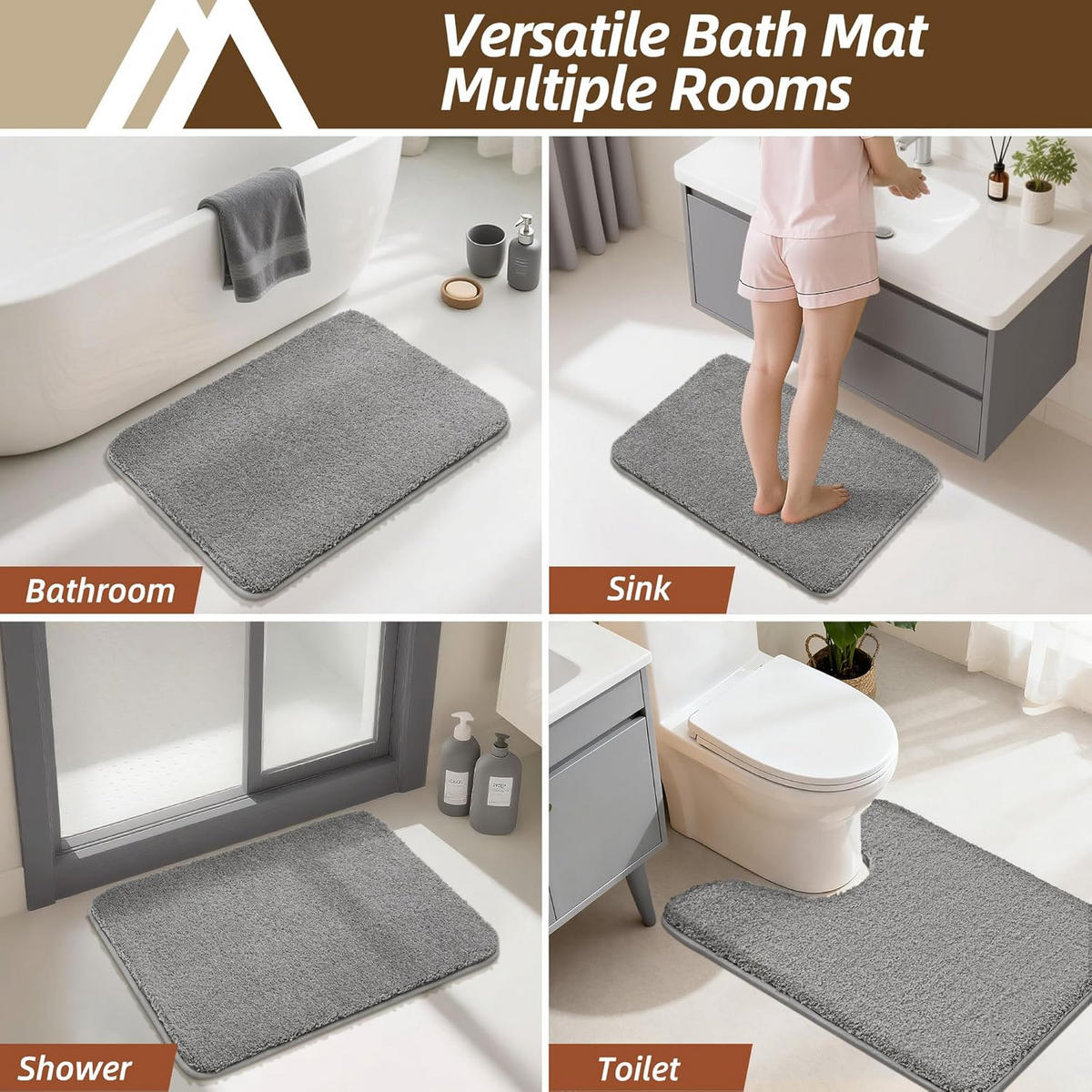 DUSCHMATTE – 40 x 60 cm – Dunkelgrau - Grau, Textil (23/23cm)