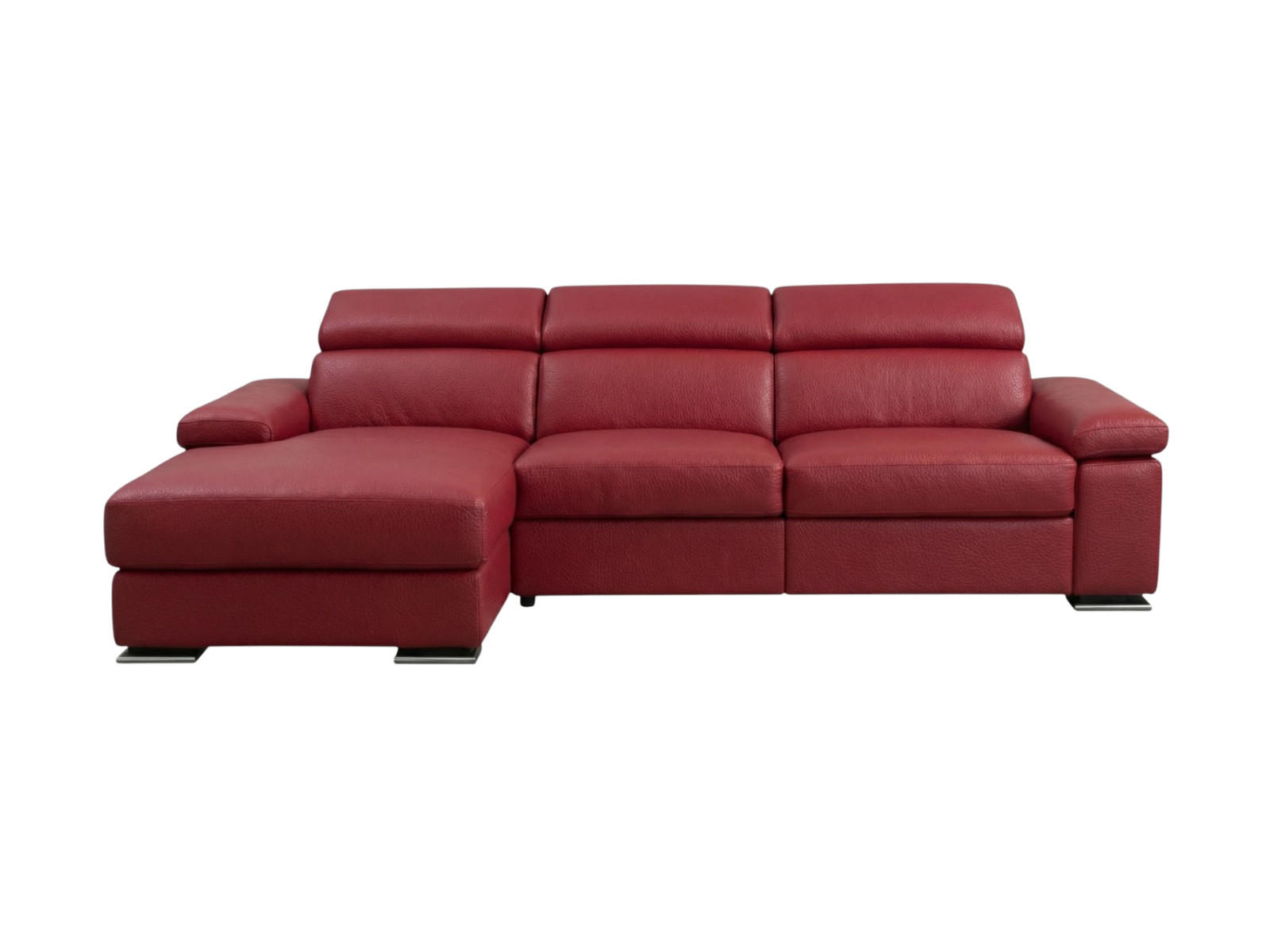 ECKSOFA Plutone Echtleder Rot - Rot, Leder/Metall (286/165cm)